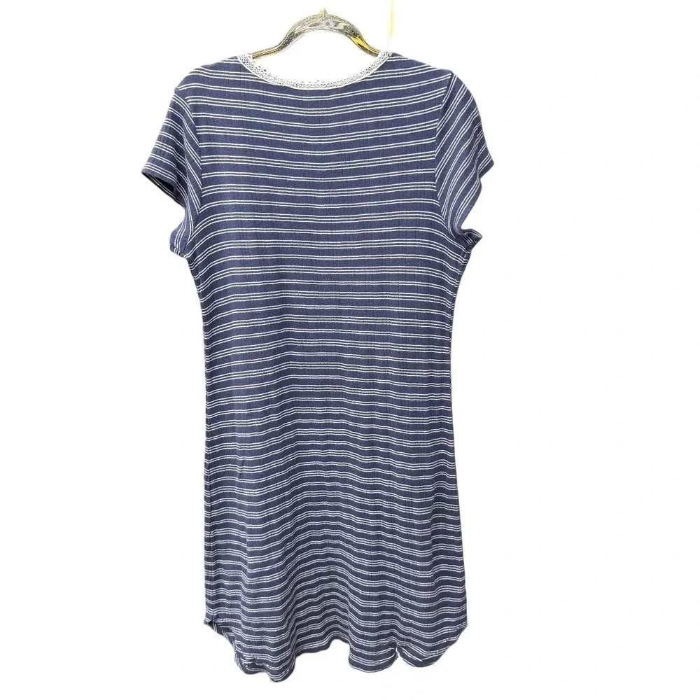 Ralph Lauren Striped Cotton Sleep Shirt Navy Small Henley Comfy Soft Lounge